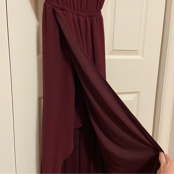 Show Me Your Mumu NWT Kendall Maxi Chiffon Formal Gown Bridesmaid Dress Burgundy - Picture 7 of 9